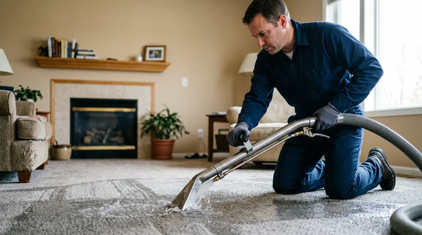 Water damage restoration technician working near Karnack, TX